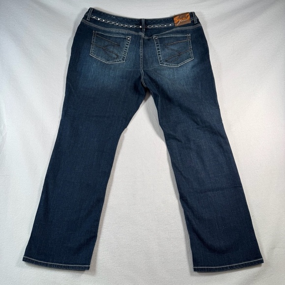 Seven 7 Jeans Womens 24 Blue Bootcut Mid Rise Dark Wash Stretch Distressed - Picture 2 of 12